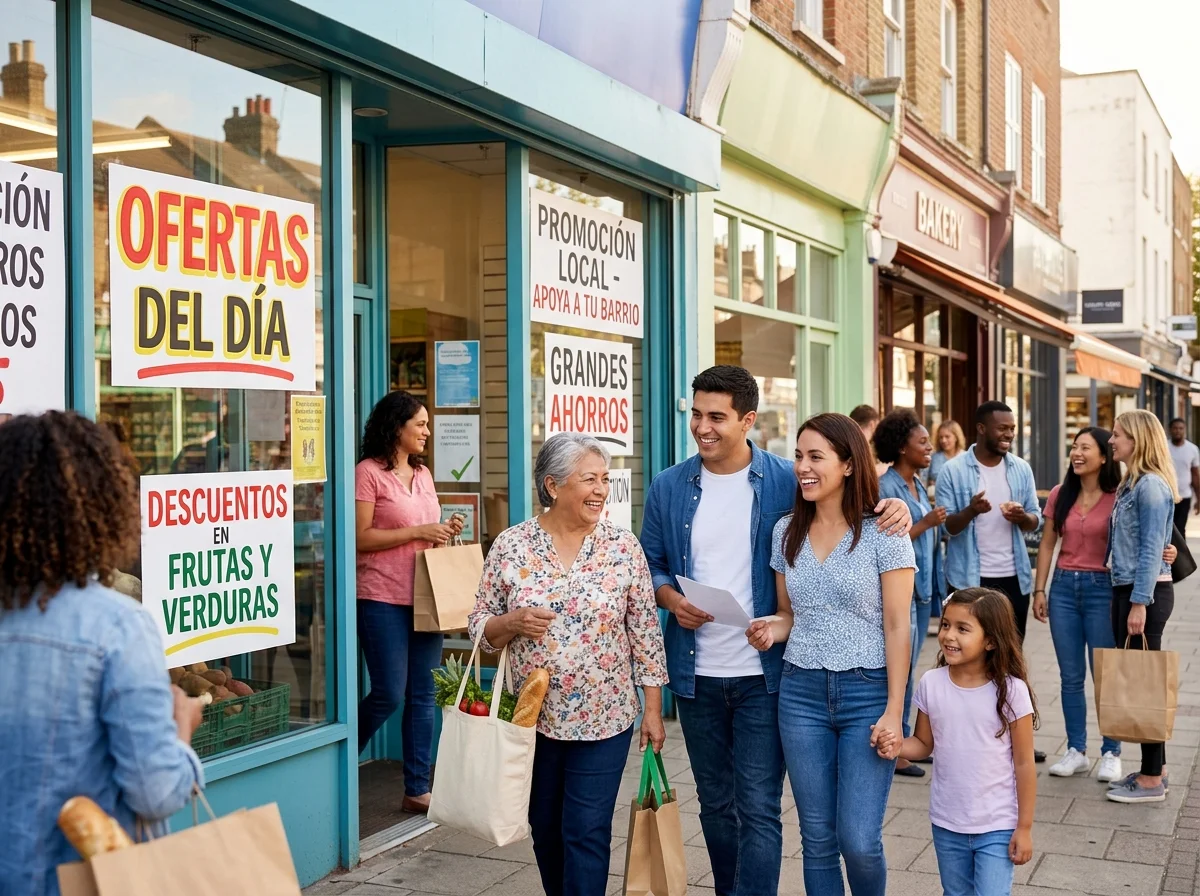 Familias y vecinos aprovechando ofertas y domicilios locales en La Llagosta